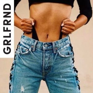 GRLFRND Denim Karolina high-rise skinny jean in Imperial Lace Up Side